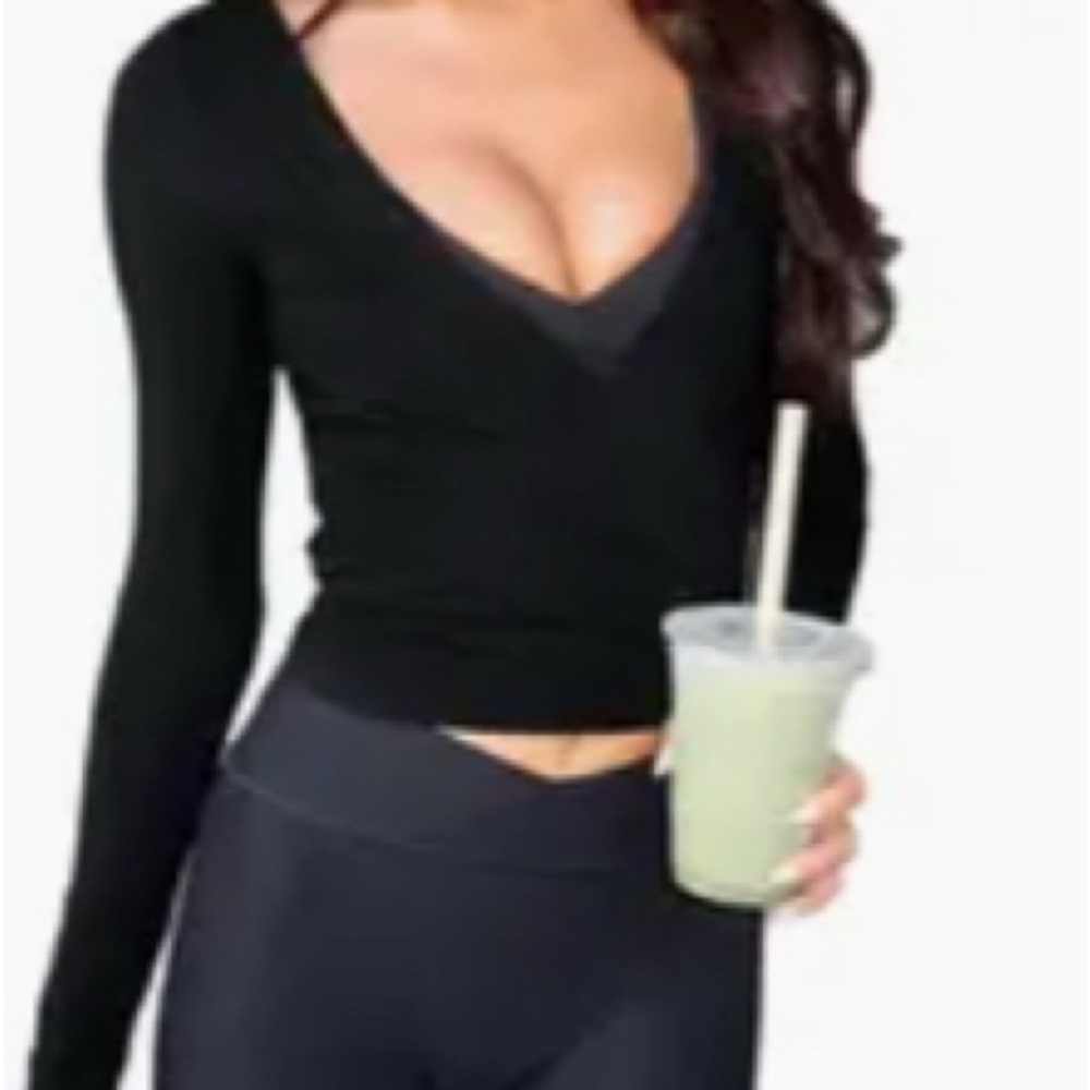 H&M Black Wrap Top